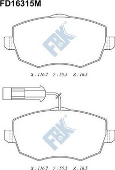 FBK FD16315M - Тормозные колодки, дисковые, комплект autospares.lv