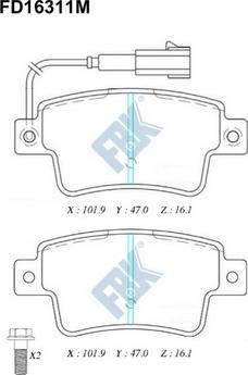 FBK FD16311MA - Тормозные колодки, дисковые, комплект autospares.lv