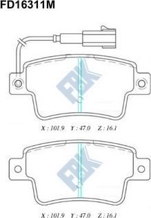 FBK FD16311M - Тормозные колодки, дисковые, комплект autospares.lv