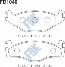 FBK FD1040 - Тормозные колодки, дисковые, комплект autospares.lv