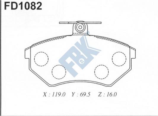 FBK FD1082 - Тормозные колодки, дисковые, комплект autospares.lv