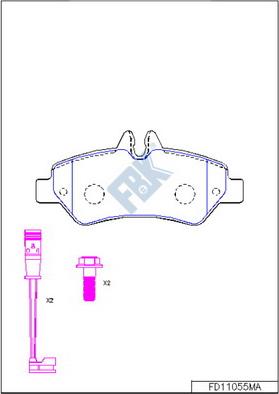 FBK FD11055MA - Тормозные колодки, дисковые, комплект autospares.lv