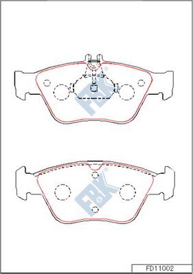 FBK FD11002 - Тормозные колодки, дисковые, комплект autospares.lv