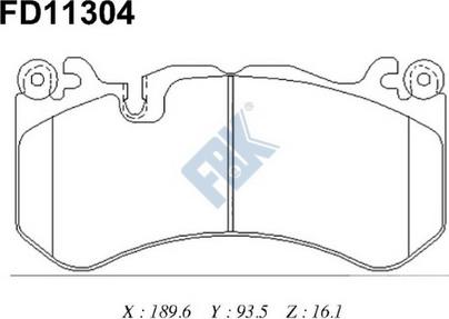 FBK FD11304 - Тормозные колодки, дисковые, комплект autospares.lv