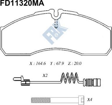 FBK FD11320MA - Тормозные колодки, дисковые, комплект autospares.lv