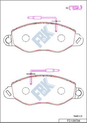 FBK FD1865M - Тормозные колодки, дисковые, комплект autospares.lv