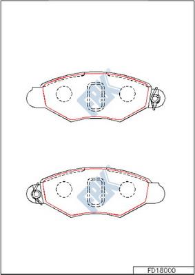 FBK FD18000 - Тормозные колодки, дисковые, комплект autospares.lv