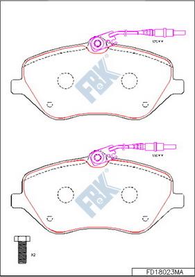 FBK FD18023MA - Тормозные колодки, дисковые, комплект autospares.lv