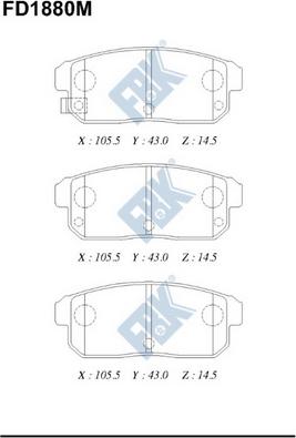 FBK FD1880M - Тормозные колодки, дисковые, комплект autospares.lv