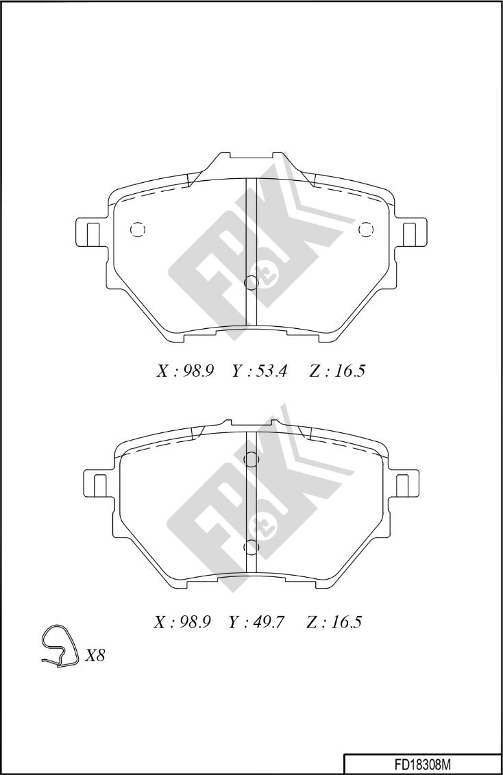 FBK FD18308M - Тормозные колодки, дисковые, комплект autospares.lv