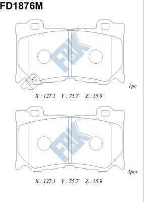 FBK FD1876M - Тормозные колодки, дисковые, комплект autospares.lv