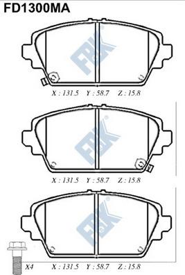 FBK FD1300MA - Тормозные колодки, дисковые, комплект autospares.lv