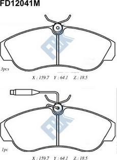 FBK FD12041M - Тормозные колодки, дисковые, комплект autospares.lv