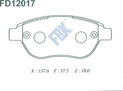 FBK FD12017 - Тормозные колодки, дисковые, комплект autospares.lv