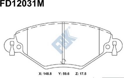 FBK FD12031M - Тормозные колодки, дисковые, комплект autospares.lv