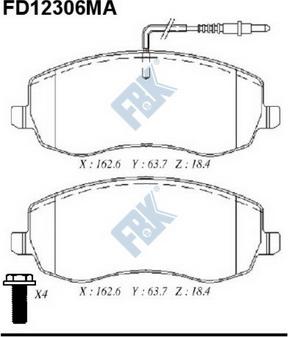 FBK FD12306MA - Тормозные колодки, дисковые, комплект autospares.lv