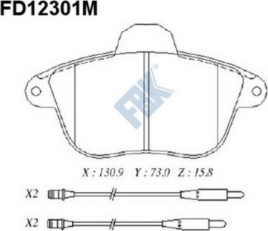 FBK FD12301M - Тормозные колодки, дисковые, комплект autospares.lv