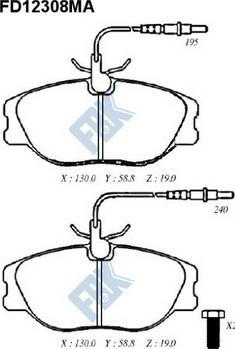 FBK FD12308MA - Тормозные колодки, дисковые, комплект autospares.lv