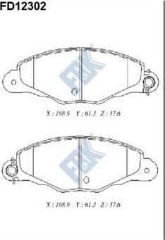 FBK FD12302 - Тормозные колодки, дисковые, комплект autospares.lv