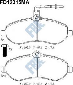 FBK FD12315MA - Тормозные колодки, дисковые, комплект autospares.lv