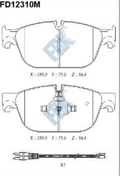 FBK FD12310M - Тормозные колодки, дисковые, комплект autospares.lv