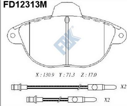 FBK FD12313M - Тормозные колодки, дисковые, комплект autospares.lv