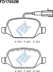 FBK FD17002M - Тормозные колодки, дисковые, комплект autospares.lv