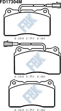 FBK FD17304M - Тормозные колодки, дисковые, комплект autospares.lv