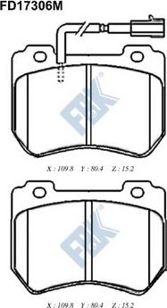 FBK FD17306M - Тормозные колодки, дисковые, комплект autospares.lv