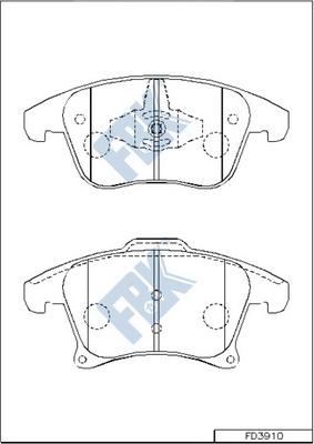 FBK FD3910 - Тормозные колодки, дисковые, комплект autospares.lv