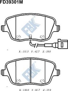 FBK FD39301M - Тормозные колодки, дисковые, комплект autospares.lv