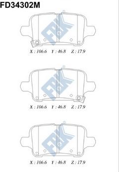 FBK FD34302M - Тормозные колодки, дисковые, комплект autospares.lv