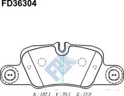 FBK FD36304 - Тормозные колодки, дисковые, комплект autospares.lv