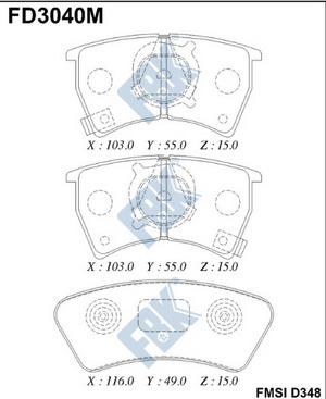 FBK FD3040M - Тормозные колодки, дисковые, комплект autospares.lv