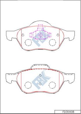 FBK FD30008 - Тормозные колодки, дисковые, комплект autospares.lv