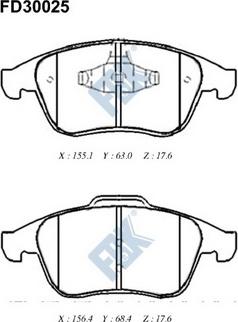 FBK FD30025 - Тормозные колодки, дисковые, комплект autospares.lv