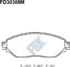 FBK FD30308M - Тормозные колодки, дисковые, комплект autospares.lv