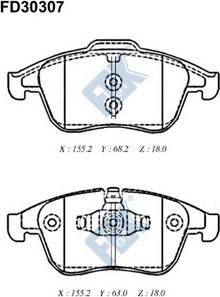 FBK FD30307 - Тормозные колодки, дисковые, комплект autospares.lv