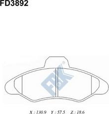 FBK FD3892 - Тормозные колодки, дисковые, комплект autospares.lv