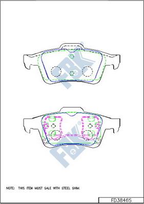 FBK FD3846S - Тормозные колодки, дисковые, комплект autospares.lv