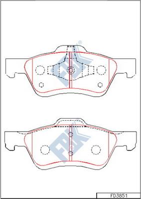 FBK FD3851 - Тормозные колодки, дисковые, комплект autospares.lv