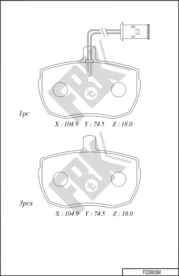 FBK FD3803M - Тормозные колодки, дисковые, комплект autospares.lv