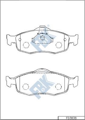 FBK FD3838 - Тормозные колодки, дисковые, комплект autospares.lv