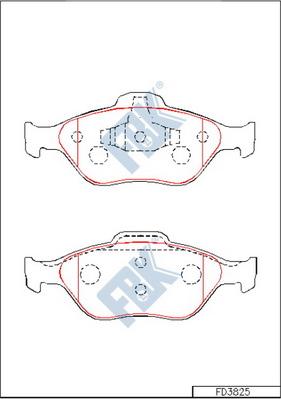 FBK FD3825 - Тормозные колодки, дисковые, комплект autospares.lv