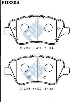 FBK FD3304 - Тормозные колодки, дисковые, комплект autospares.lv