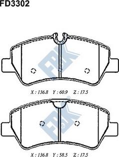 FBK FD3302 - Тормозные колодки, дисковые, комплект autospares.lv