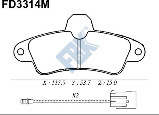 FBK FD3314M - Тормозные колодки, дисковые, комплект autospares.lv