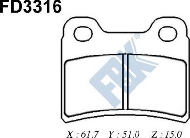 FBK FD3316 - Тормозные колодки, дисковые, комплект autospares.lv