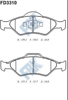 FBK FD3310 - Тормозные колодки, дисковые, комплект autospares.lv