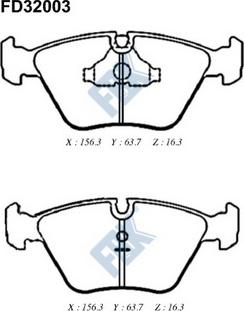 FBK FD32003 - Тормозные колодки, дисковые, комплект autospares.lv